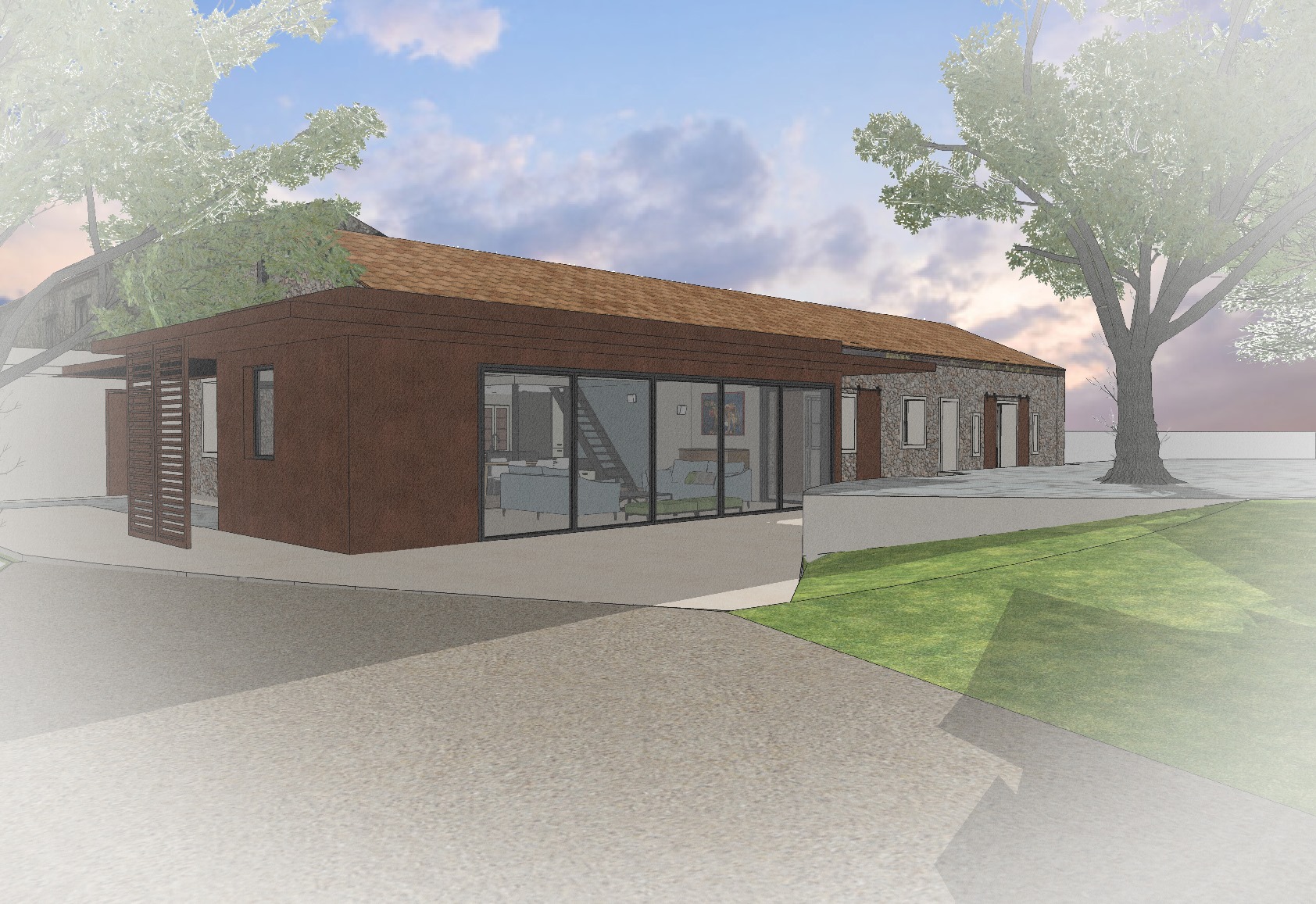 Bardage en acier Corten pour ce projet d’extension