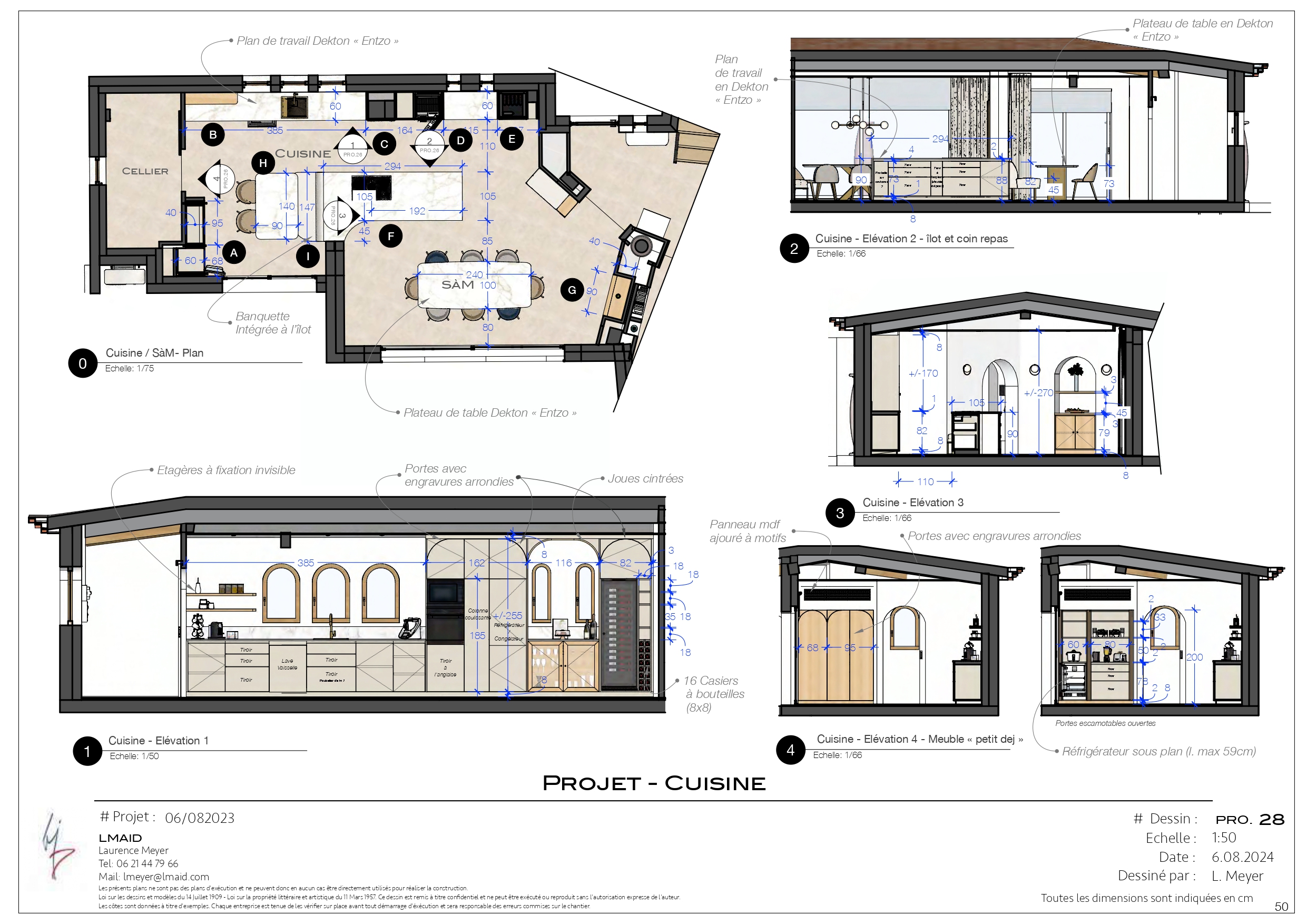 Plan d'architecte de l'étage villa rénovée près Pézenas